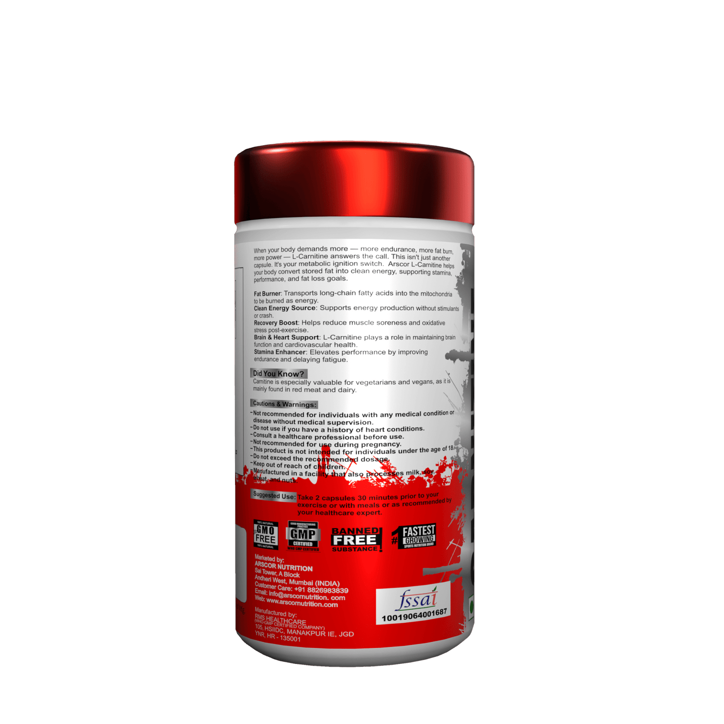l carnitine for fat loss supplement by Arscor Nutrition 2000 mg capsule.