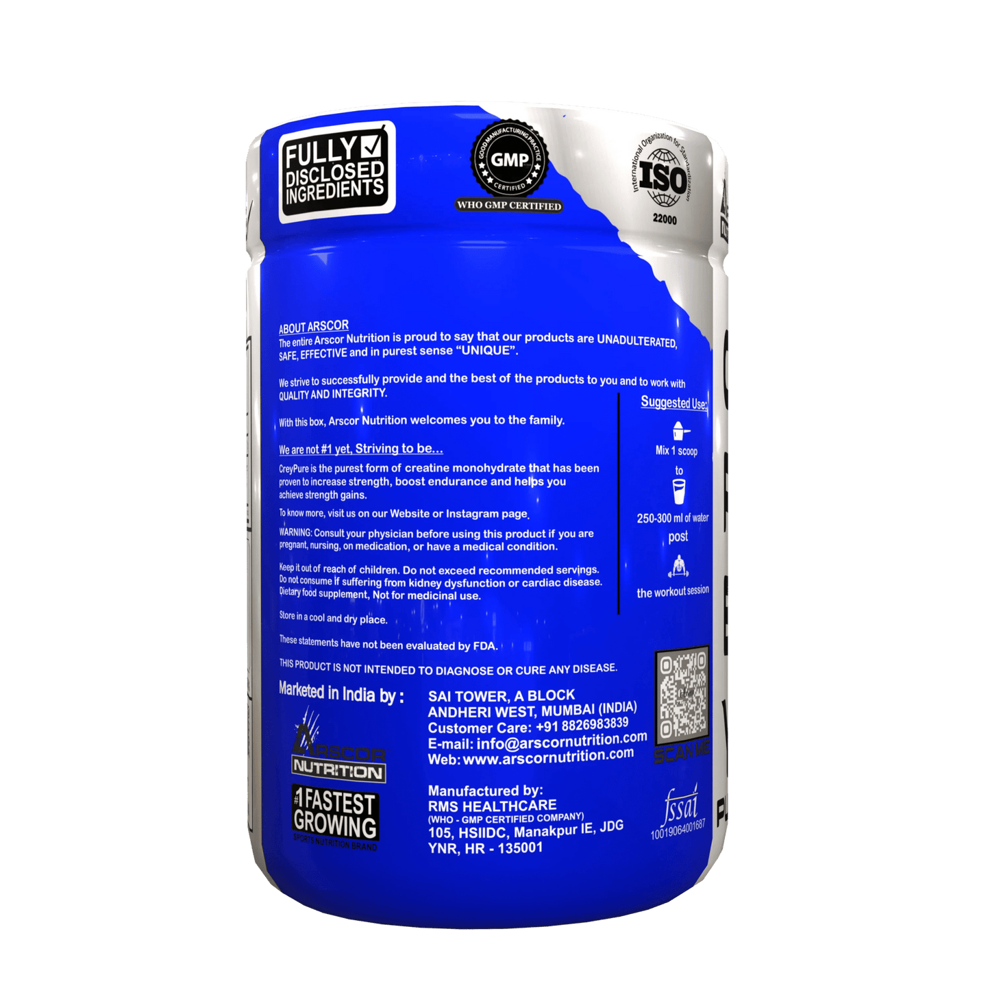 Whey Isolate (2kg) Plus Free Creypure (150gm) –Ultra - Pure High - Protein Formula for Lean Muscle | 100% Pure Creatine Monohydrate Powder - Arscor Nutrition -