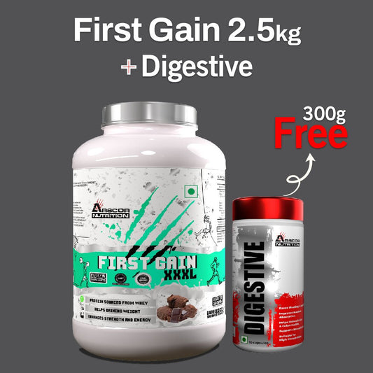 First Gain (2.5kg) Plus FREE Digestive (60 caps) – Lean Mass Gainer | Digestive for enhance digestion - Arscor Nutrition -
