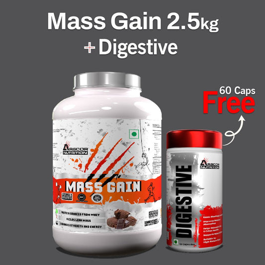 Mass Gain (2.5kg) Plus FREE Digestive – High - Calorie Mass Builder | Digestive for enhance digestion - Arscor Nutrition -