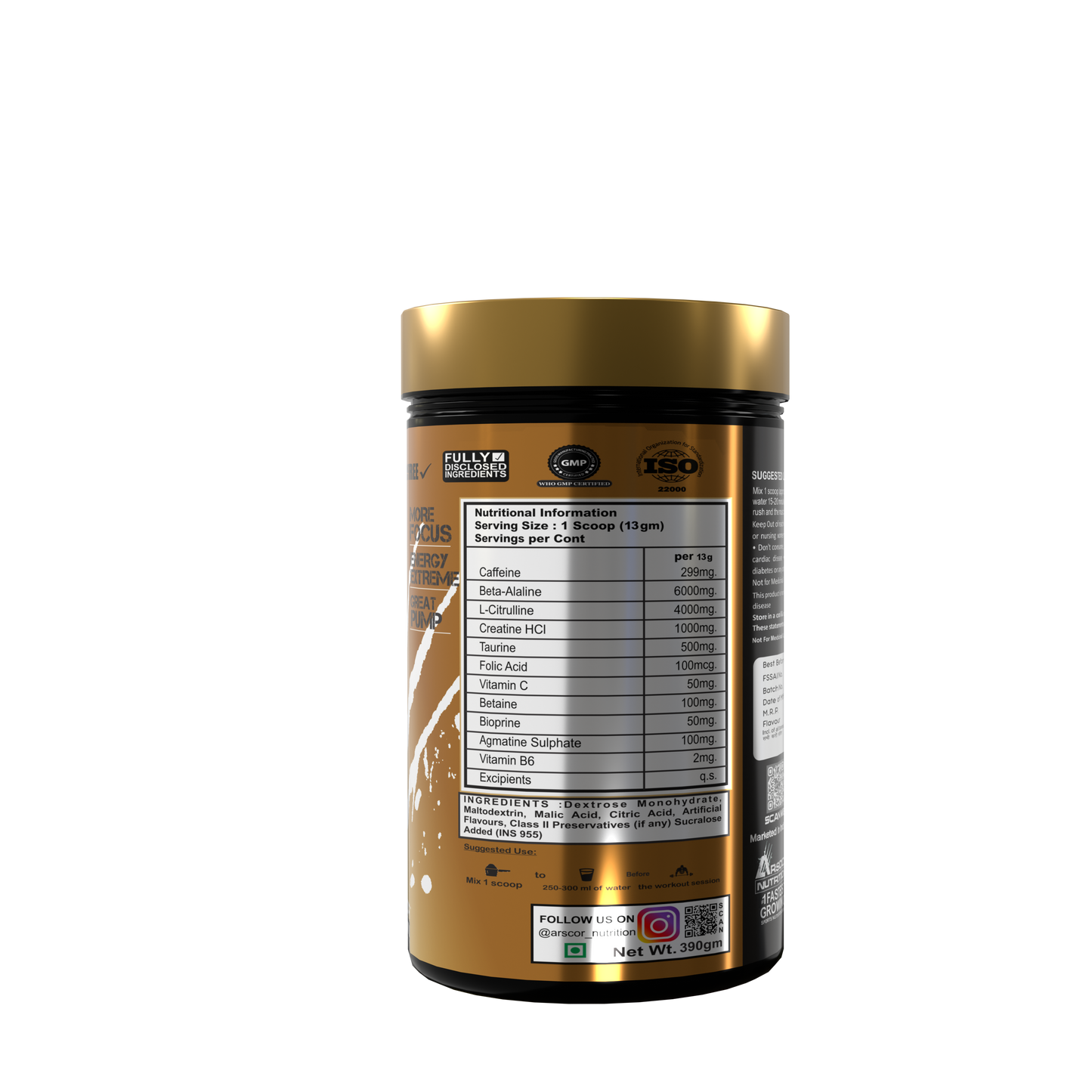 Stryker Gold Pre-Workout Supplement | Citrulline, Beta-Alanine, Caffeine | Strongest Preworkout for Men & Women