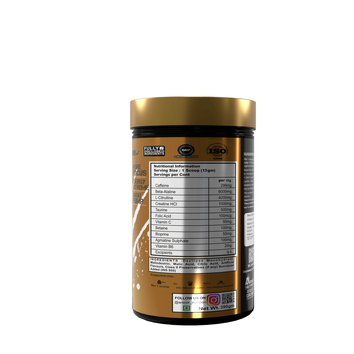 Stryker Gold Pre-workout Supplement | Citrulline, Beta - Alanine, Caffeine | Strongest Preworkout for Men & Women