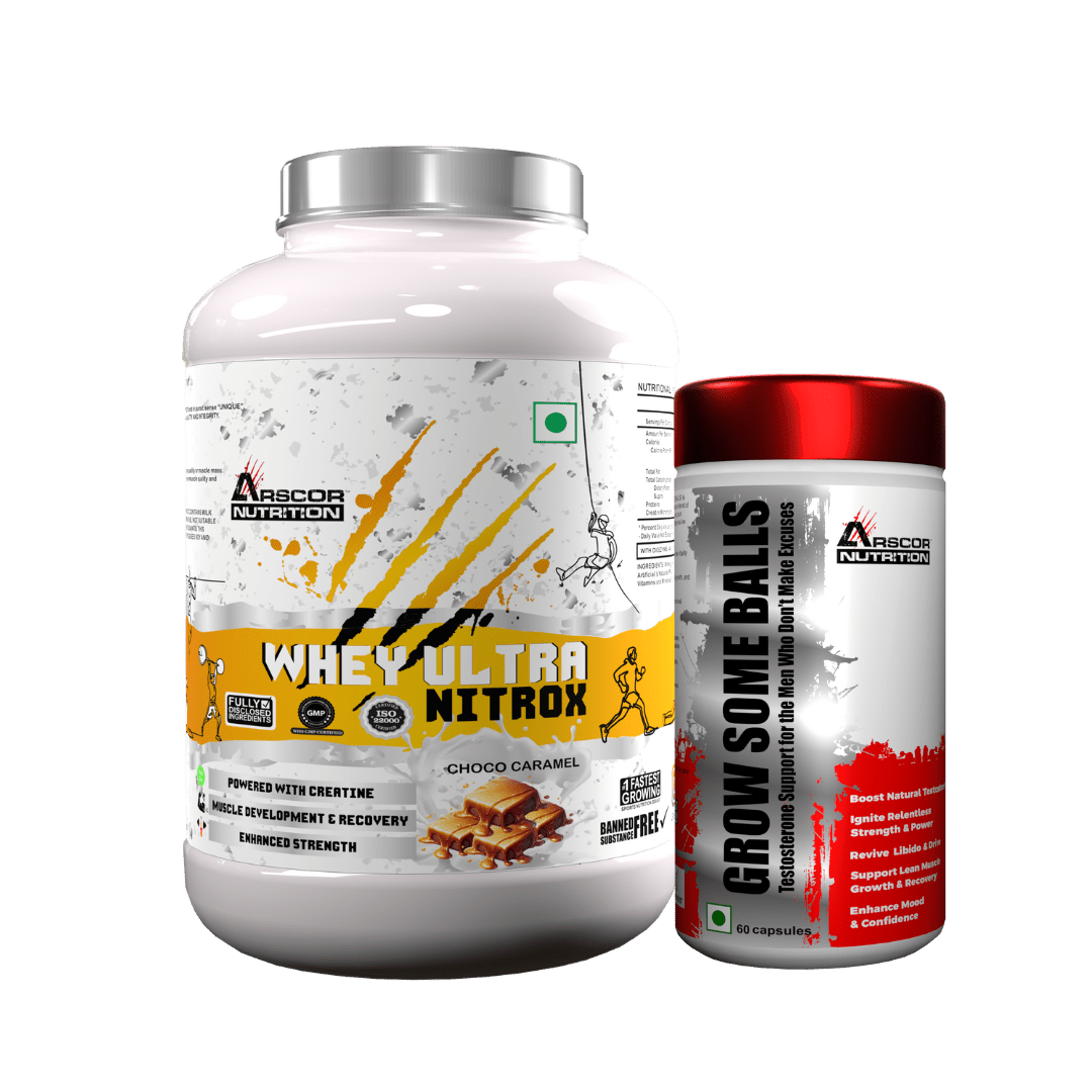 Whey Ultra Nitrox (2kg) Plus Free Testo Booster (60 caps) – Advanced Whey Protein for Muscle Growth | Natural Testosterone Booster - Arscor Nutrition -