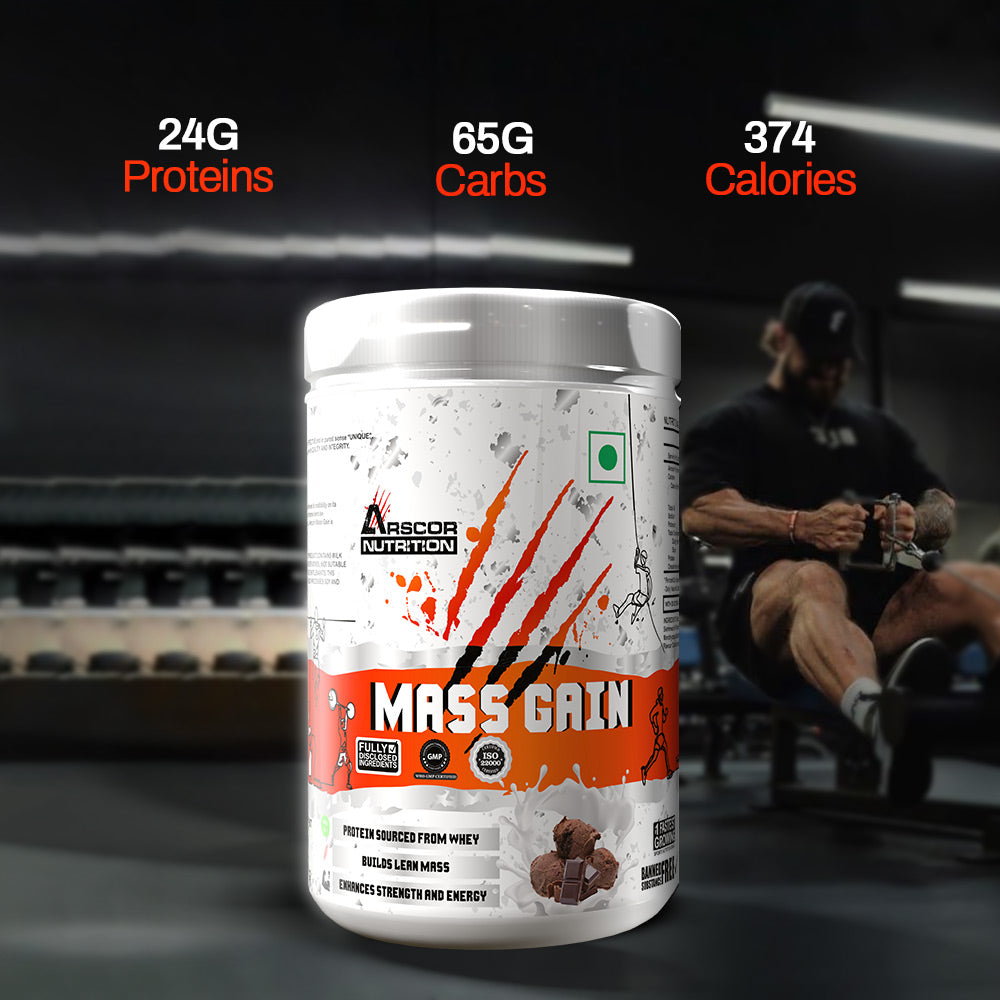 Arscor's Mass Gain Powder | Lean Whey Protein Muscle Mass Gainer With L-Glutamine & Digestive Enzymes