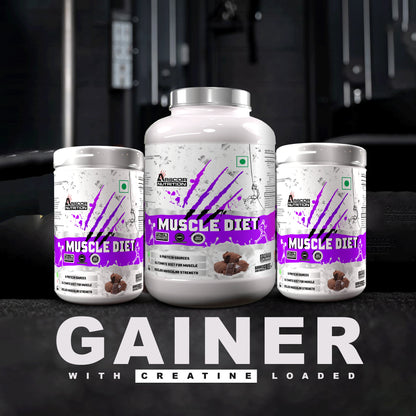 Arscor's Muscle Diet | Lean Muscle Gainer with 30g Whey Protein, 21.6g Carbs & 2.1g Creatine