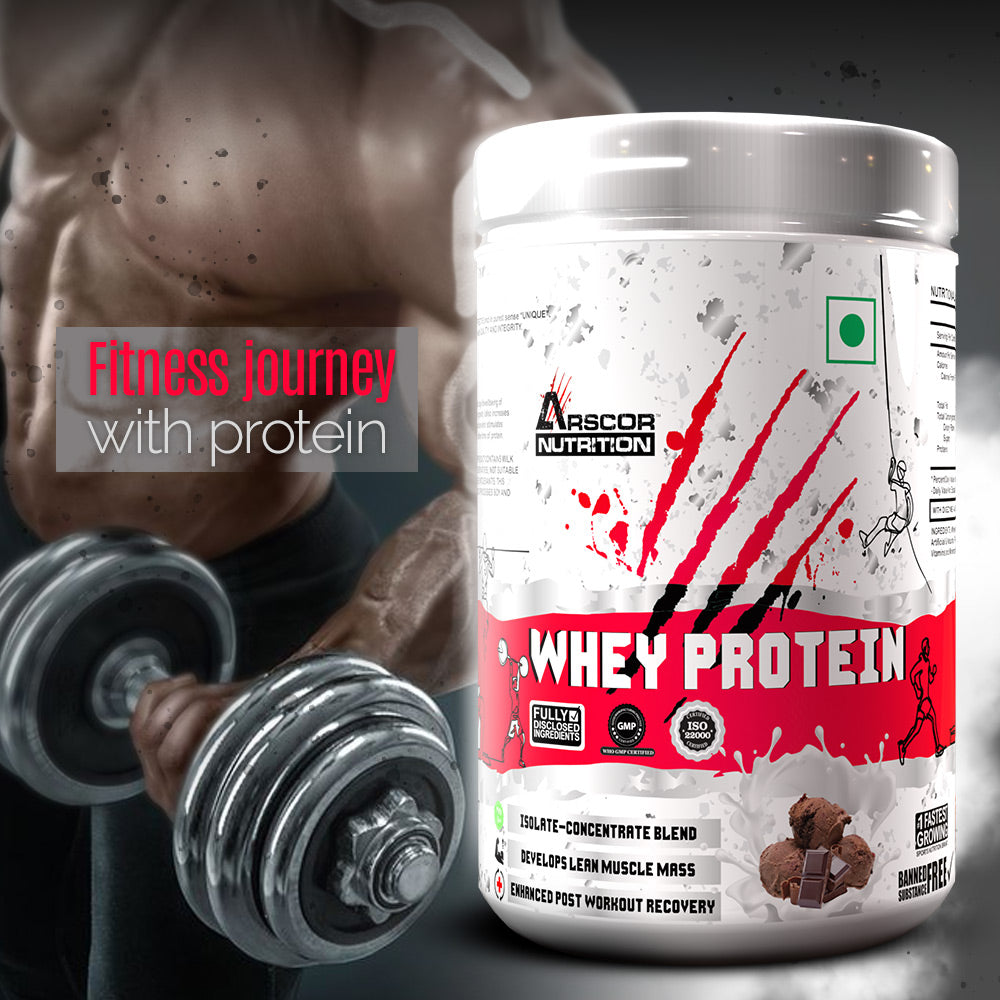 Arscor's Whey Protein | 24g Blend of Whey Isolate & Concentrate | Fast Absorbing for Lean Muscle Growth & Recovery