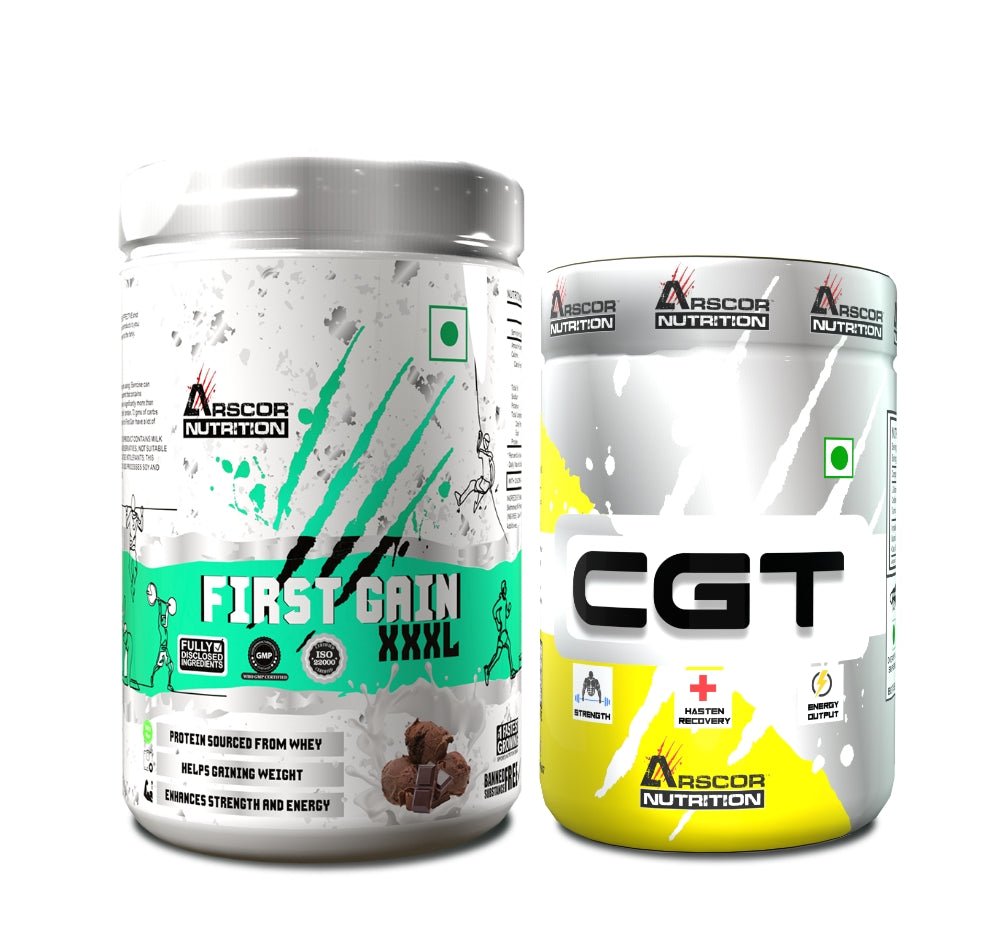 Mass Gaining Combo 1 - First Gain Mass Gainer (1 kg) & CGT Powder (300 gm) - Arscor Nutrition - Powder