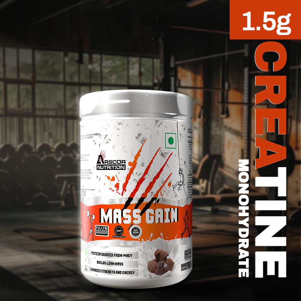 Arscor's Mass Gain Powder | Lean Whey Protein Muscle Mass Gainer With L-Glutamine & Digestive Enzymes