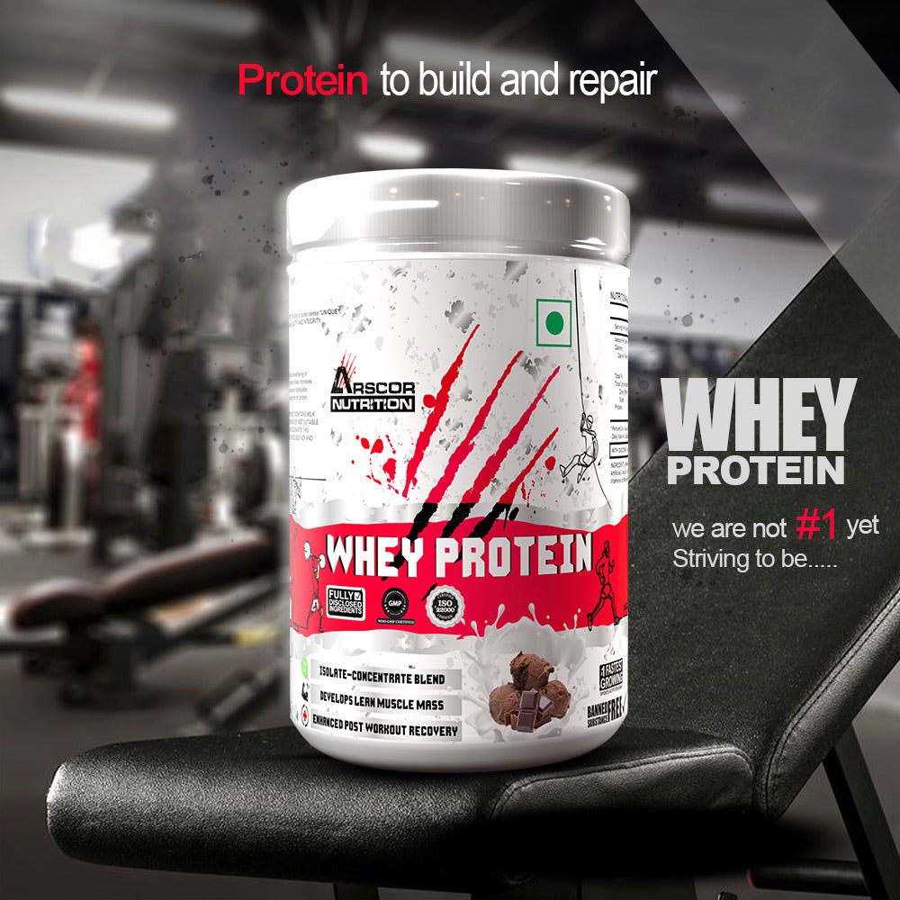 Arscor's Whey Protein | 24g Blend of Whey Isolate & Concentrate | Fast Absorbing for Lean Muscle Growth & Recovery