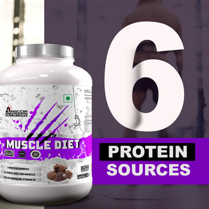 Arscor's Muscle Diet | Lean Muscle Gainer with 30g Whey Protein, 21.6g Carbs & 2.1g Creatine