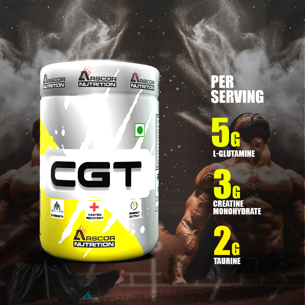 Arscor CGT Powder Creatine, Glutamine, Taurine Blend for Active Lifestyles, ideal for Pre/Post-Workout