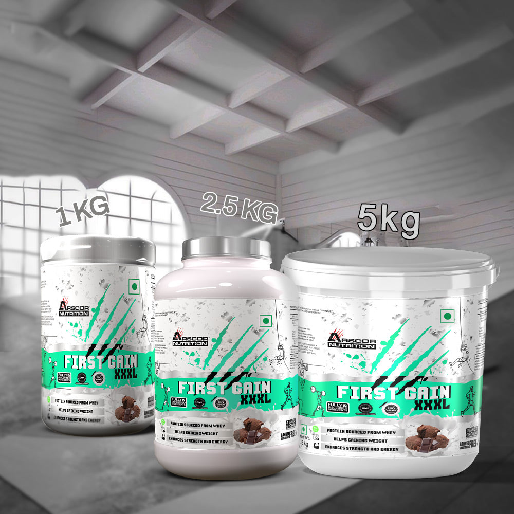 Arscor's First Gain Mass Gainer | High-Calorie Weight Gainer with Whey Protein & Complex Carbs