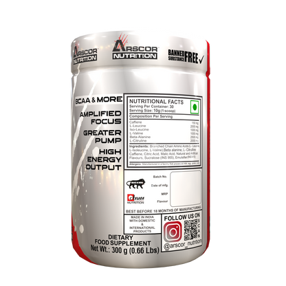 BCAA Pro Powder | Best Branched Chain Amino Acids with Caffeine & Citrulline