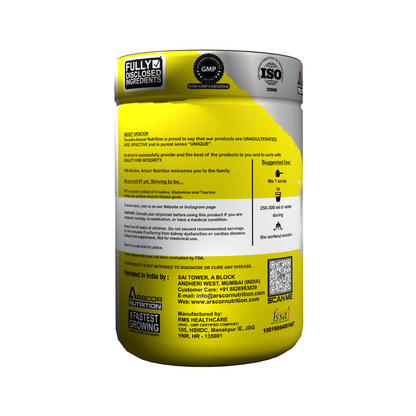 Arscor CGT Powder Creatine, Glutamine, Taurine Blend for Active Lifestyles, ideal for Pre/Post-Workout