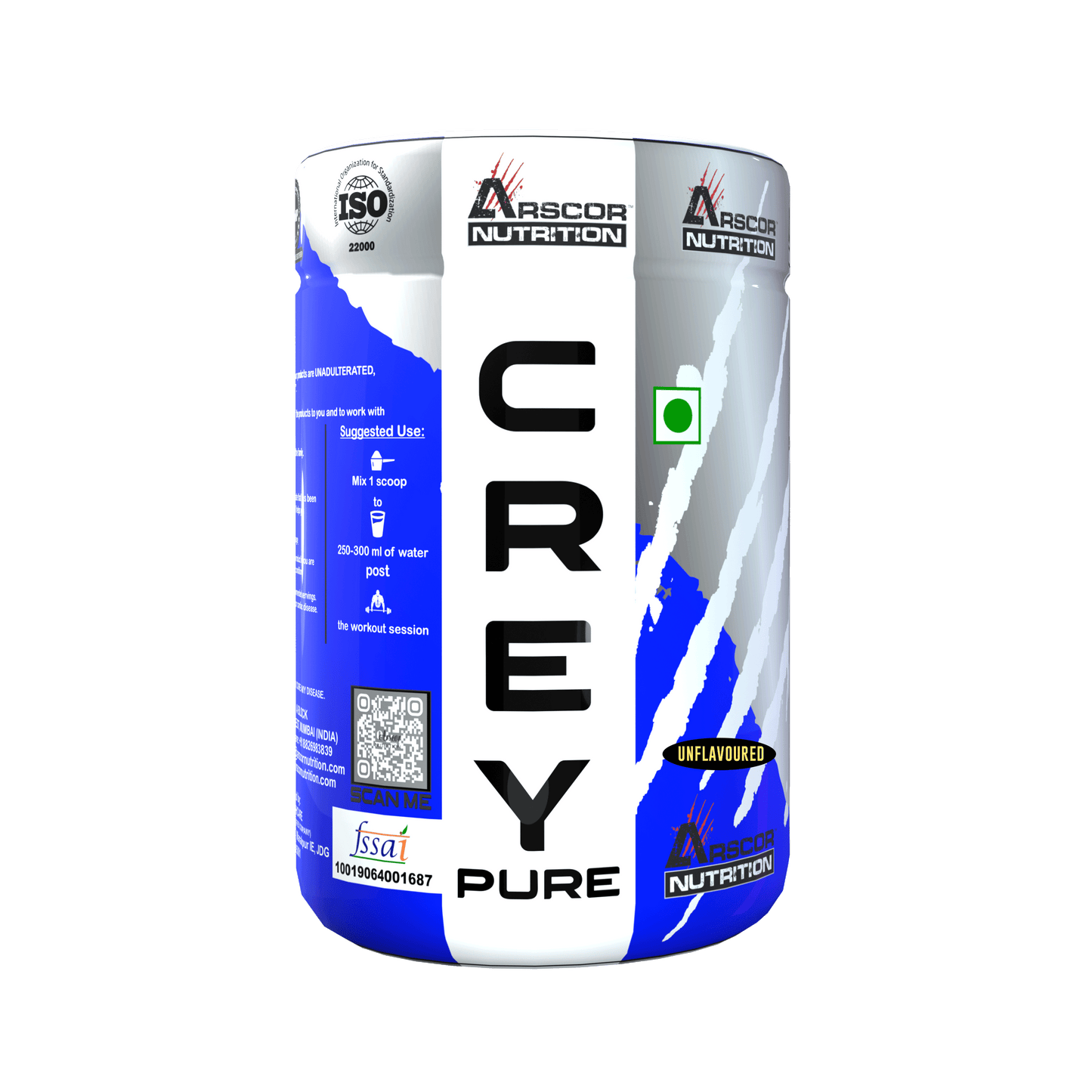 Arscor's Creypure Creatine Monohydrate Powder | 100% Pure, Micronized & HPLC-Tested