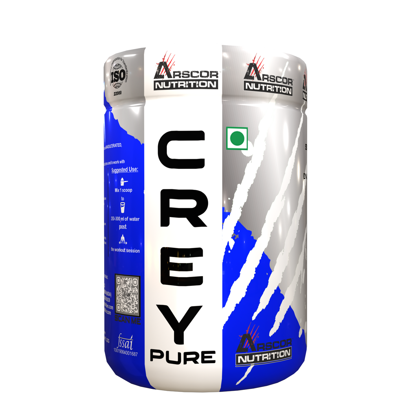 Arscor's Creypure Creatine Monohydrate Powder | 100% Pure, Micronized & HPLC-Tested