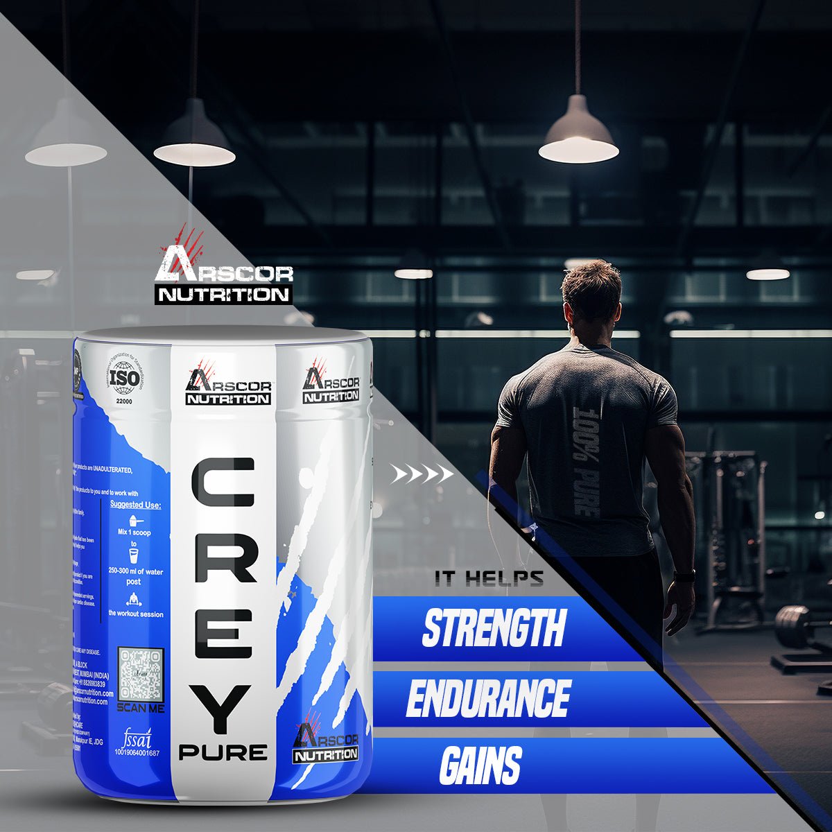 Whey Isolate (2kg) Plus Free Creypure (150gm) –Ultra - Pure High - Protein Formula for Lean Muscle | 100% Pure Creatine Monohydrate Powder - Arscor Nutrition - 