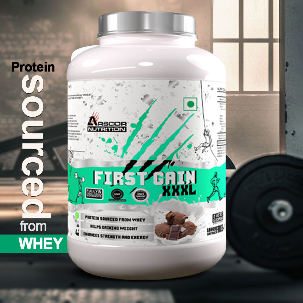 Arscor's First Gain Mass Gainer | High-Calorie Weight Gainer with Whey Protein & Complex Carbs