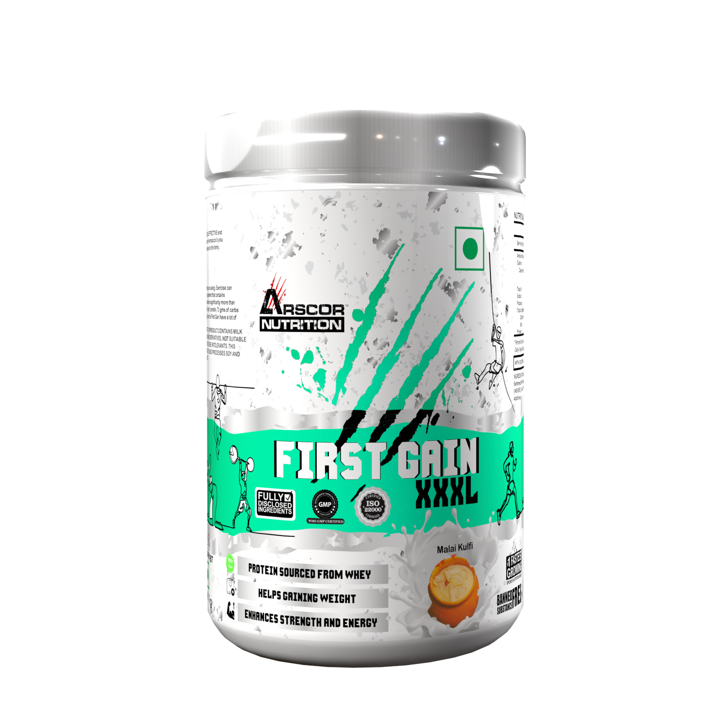 Arscor's First Gain Mass Gainer | High-Calorie Weight Gainer with Whey Protein & Complex Carbs