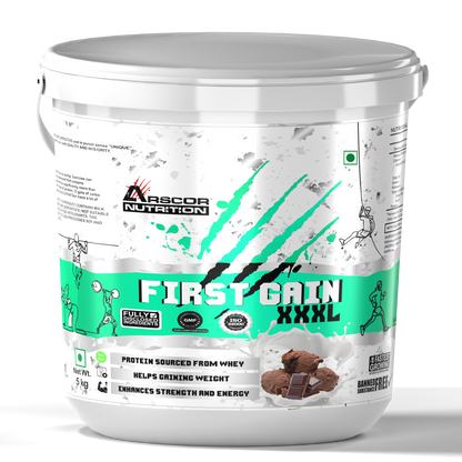 Arscor's First Gain Mass Gainer | High-Calorie Weight Gainer with Whey Protein & Complex Carbs