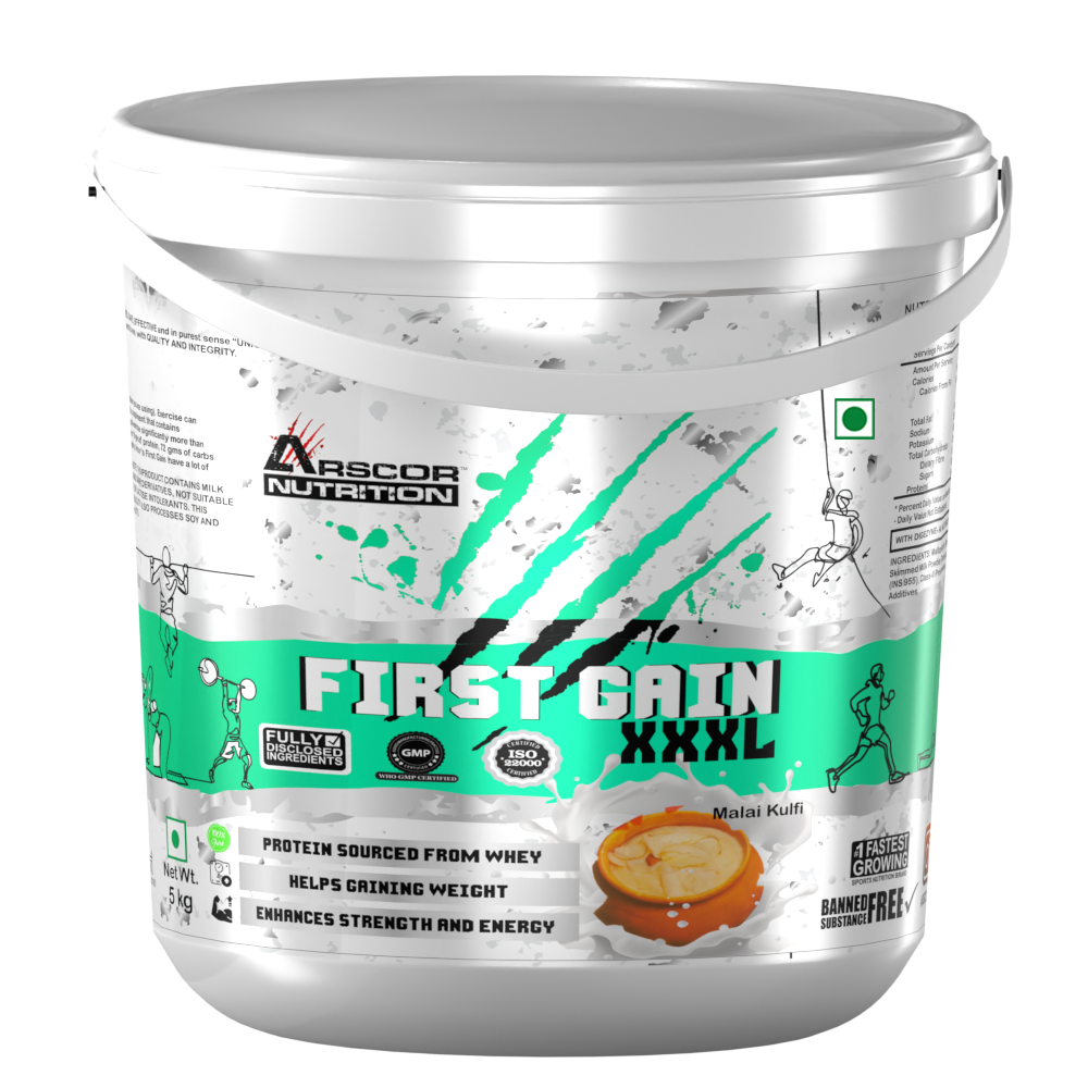 Arscor's First Gain Mass Gainer | High-Calorie Weight Gainer with Whey Protein & Complex Carbs