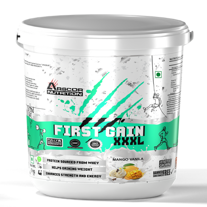 Arscor's First Gain Mass Gainer | High-Calorie Weight Gainer with Whey Protein & Complex Carbs