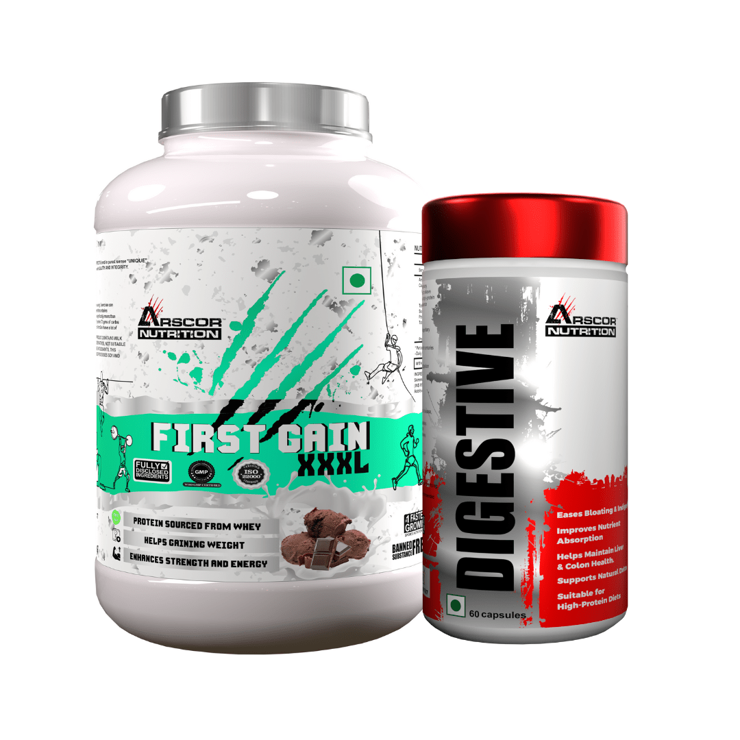 First Gain (2.5kg) Plus FREE Digestive (60 caps) – Lean Mass Gainer | Digestive for enhance digestion - Arscor Nutrition - 