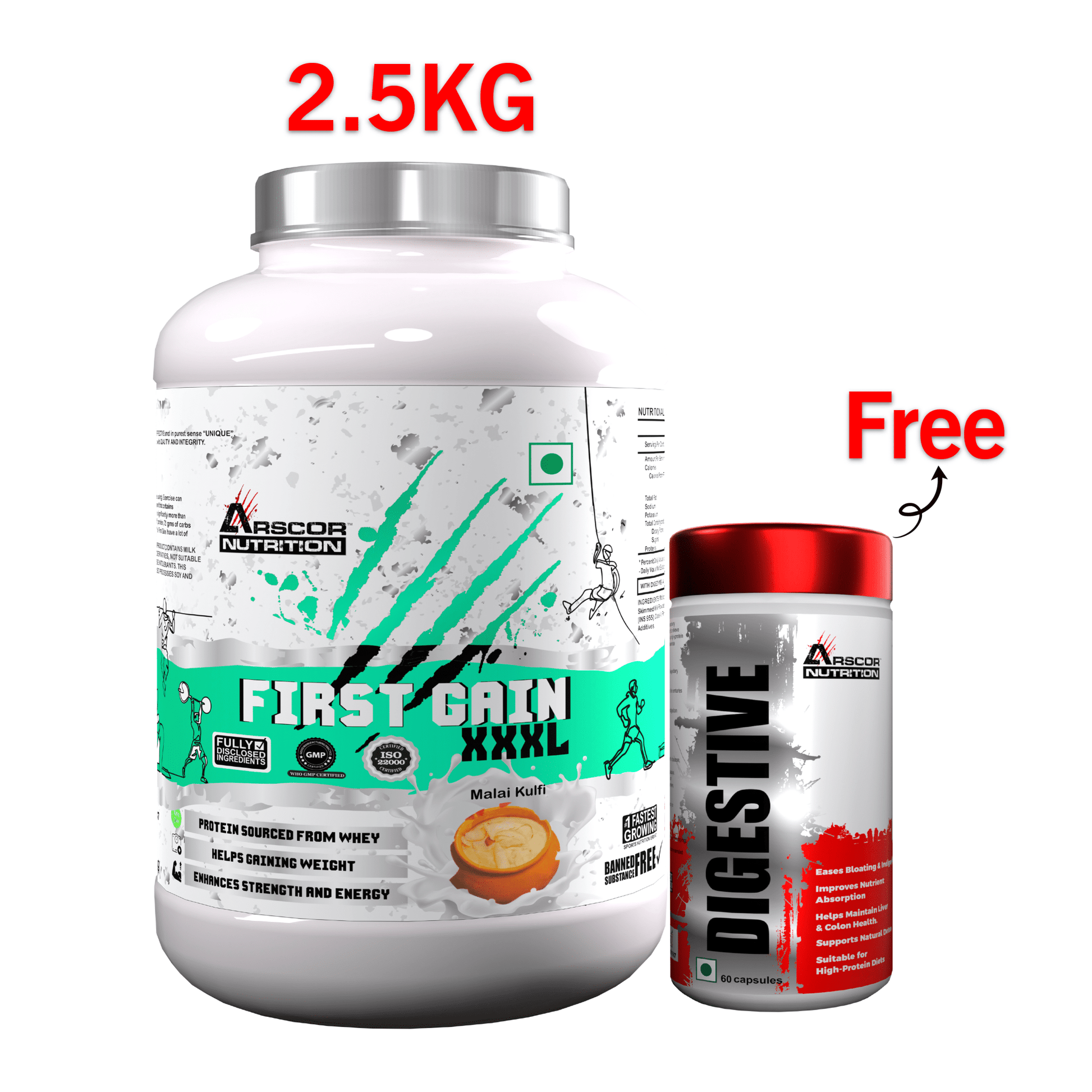 Arscor's First Gain | Lean Muscle Weight Gainer with Whey Protein & Complex Carbs - Arscor Nutrition - 