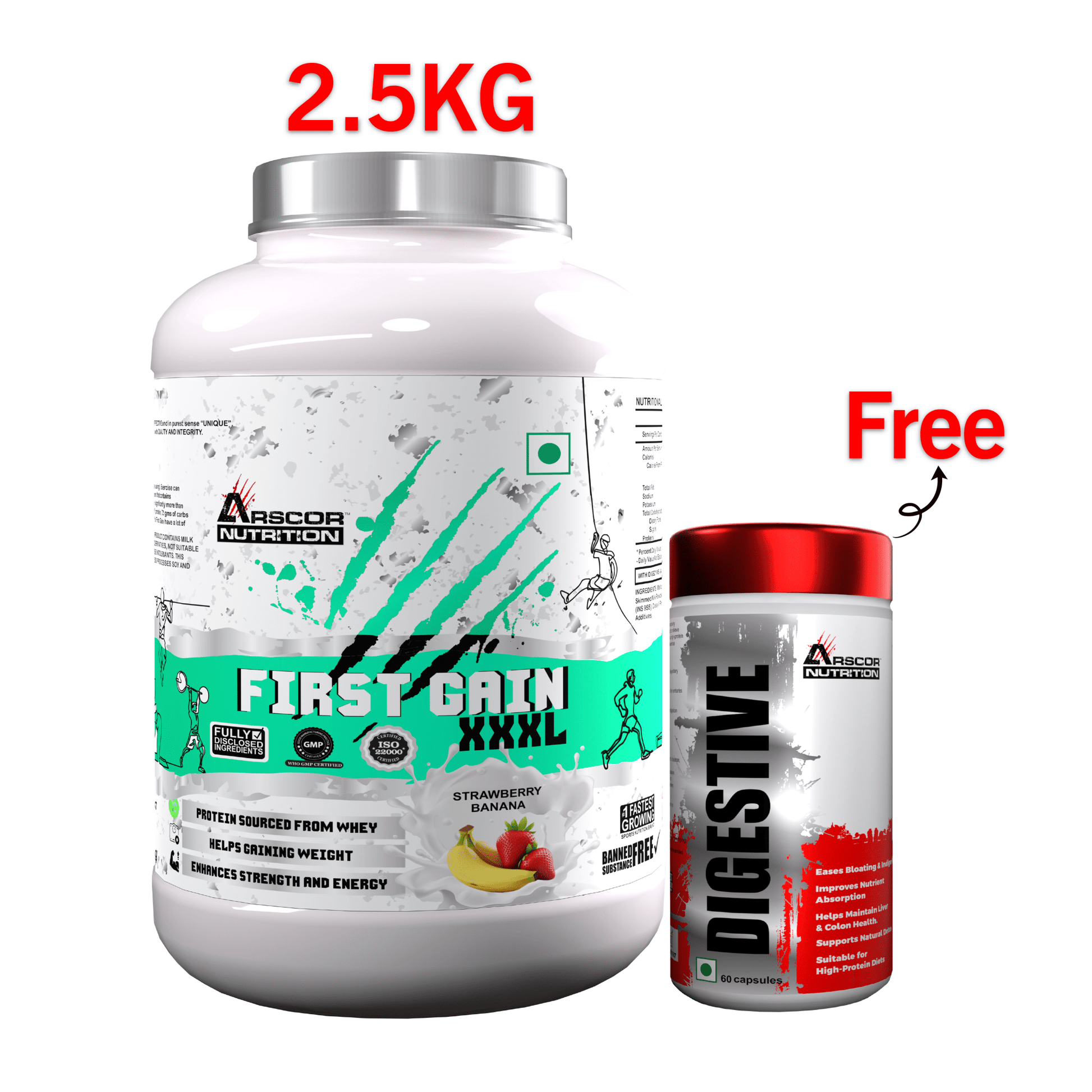 Arscor's First Gain | Lean Muscle Weight Gainer with Whey Protein & Complex Carbs - Arscor Nutrition - 