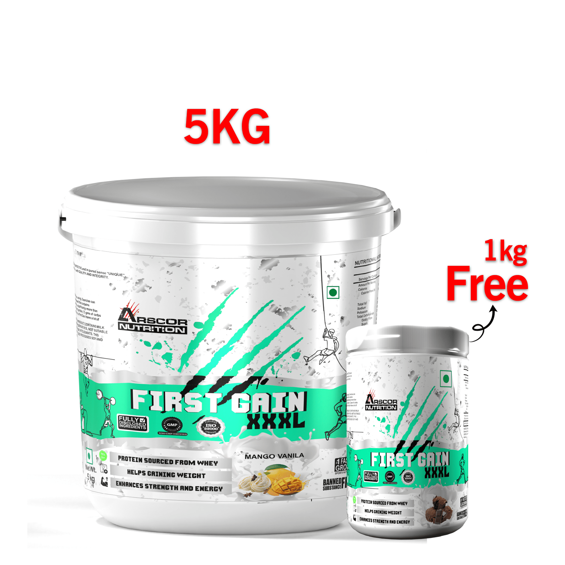 Arscor's First Gain | Lean Muscle Weight Gainer with Whey Protein & Complex Carbs - Arscor Nutrition - 