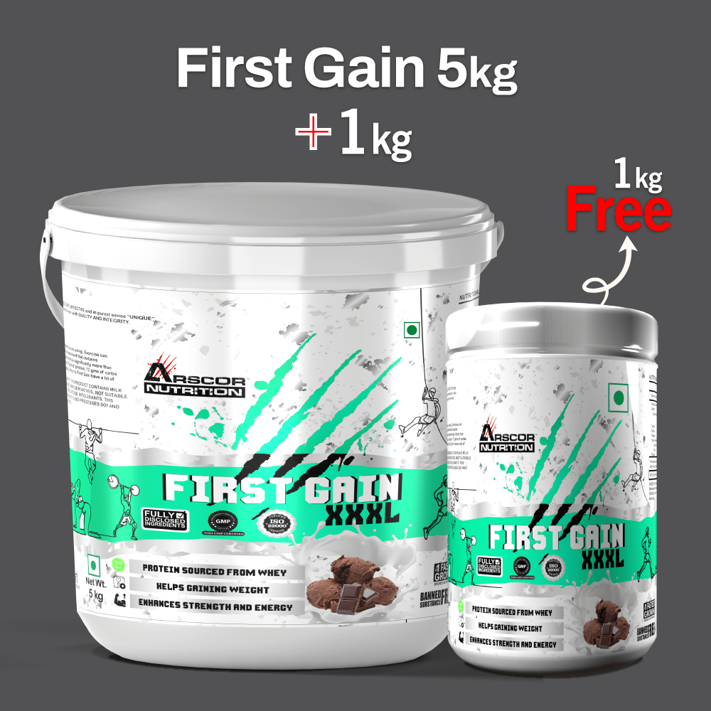 First Gain (5kg) Plus FREE First Gain (1kg) – Lean Mass Gainer for Clean Weight Gain & Strength - Arscor Nutrition - 