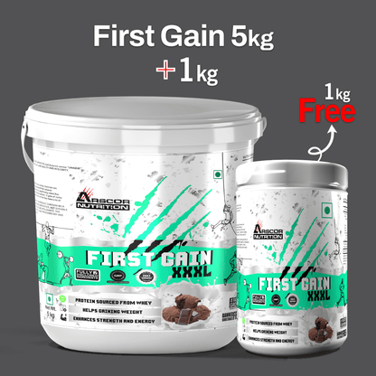 First Gain (5kg) Plus FREE First Gain (1kg) – Lean Mass Gainer for Clean Weight Gain & Strength - Arscor Nutrition - 