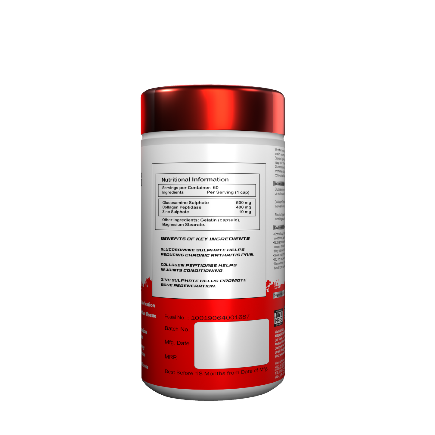 Arscor's Joint Support – Advanced Glucosamine, Collagen & Zinc Formula for Joint Mobility, Flexibility & Recovery | Reduces Stiffness & Promotes Bone Health