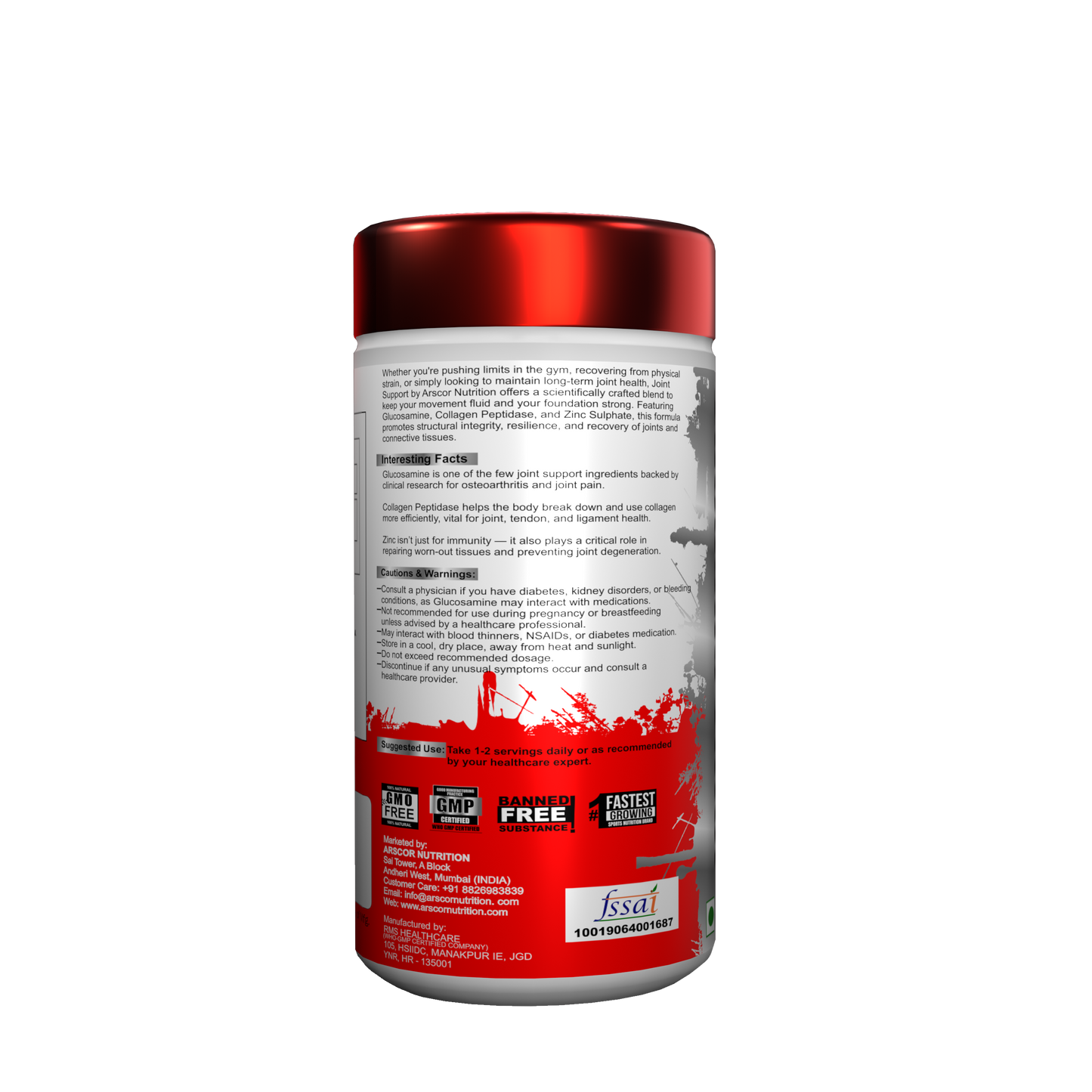 Arscor's Joint Support – Advanced Glucosamine, Collagen & Zinc Formula for Joint Mobility, Flexibility & Recovery | Reduces Stiffness & Promotes Bone Health