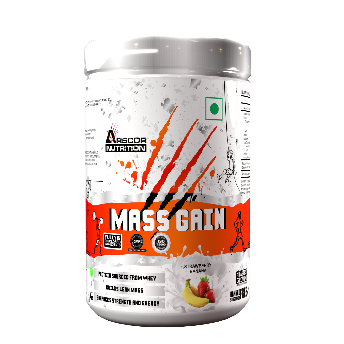 Arscor's Mass Gain Powder | Lean Whey Protein Muscle Mass Gainer With L-Glutamine & Digestive Enzymes
