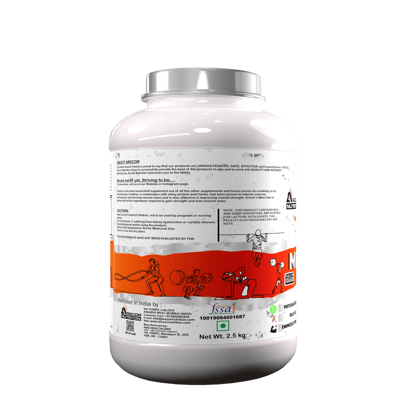 Arscor's Mass Gain Powder | Lean Whey Protein Muscle Mass Gainer With L-Glutamine & Digestive Enzymes