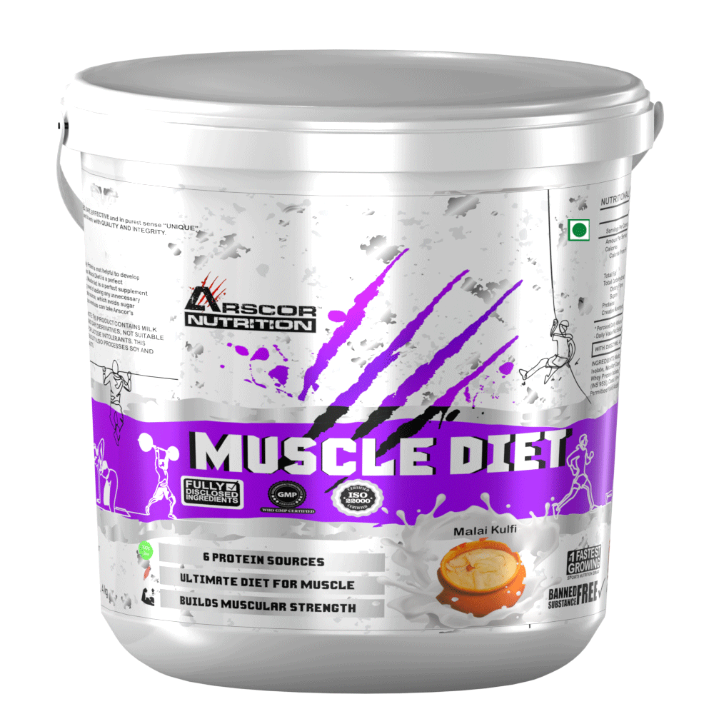 Arscor's Muscle Diet | Lean Muscle Gainer with 30g Whey Protein, 21.6g Carbs & 2.1g Creatine