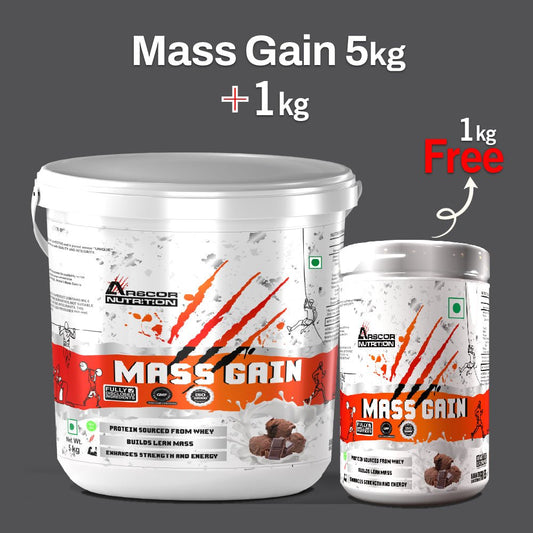 Mass Gain (5kg) Plus FREE Mass (1kg) – High - Calorie Mass Builder for Size & Strength - Arscor Nutrition - 