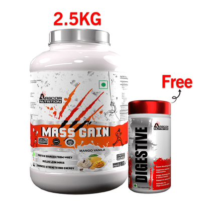 Arscor's Mass Gain Powder | Lean Protein Muscle Mass Gainer With L - Glutamine & Digestive Enzymes - Arscor Nutrition - 