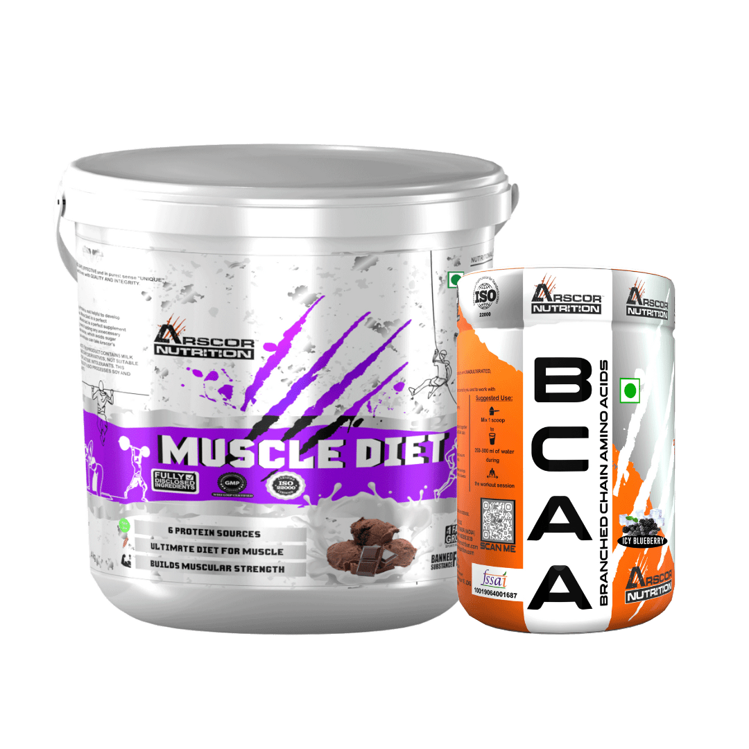 Muscle Diet (4kg) High calorie mass gainer powder for rapid weight gain Plus FREE BCAA 300g for Ultimate Recovery