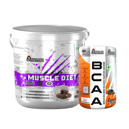 Muscle Diet (4kg) High calorie mass gainer powder for rapid weight gain Plus FREE BCAA 300g for Ultimate Recovery