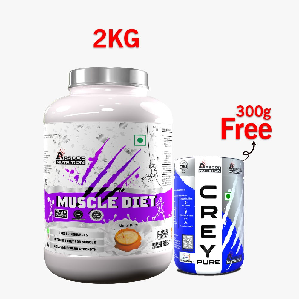 Muscle Diet Lean Muscle Gainer Powder with Protein, Carbs & Creatine for Optimal Muscle Growth