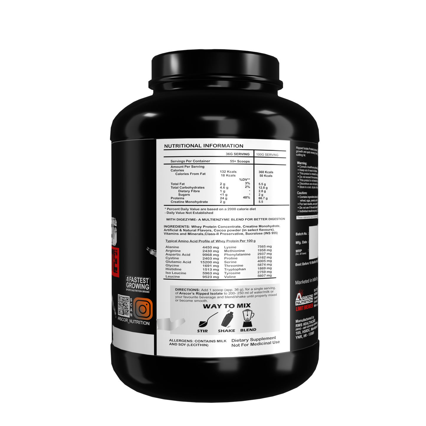 Arscor Ripped Isolate – Lean Muscle Whey Protein Isolate Powder