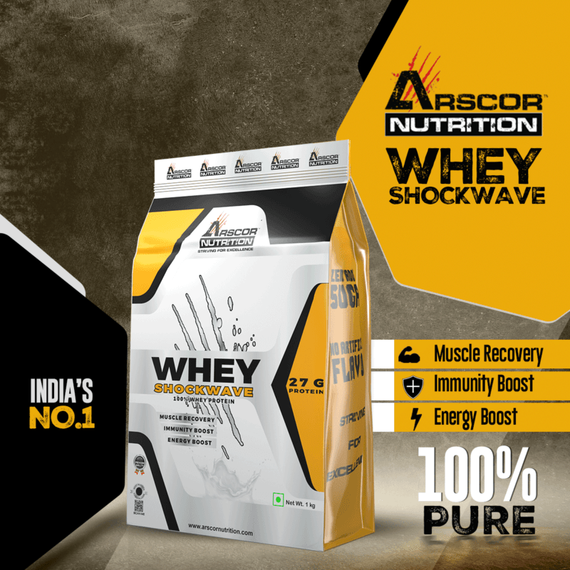 Arscor's Whey Shockwave Protein Powder – 27g Protein with BCAAs & EAAs