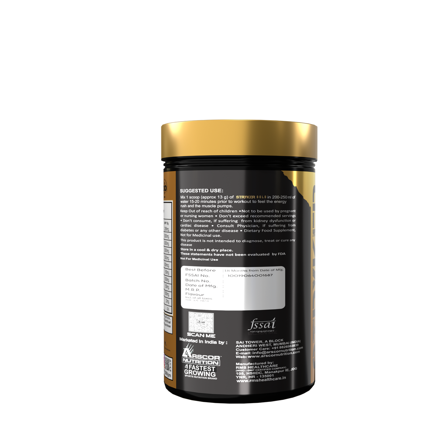 Stryker Gold Pre-Workout Supplement | Citrulline, Beta-Alanine, Caffeine | Strongest Preworkout for Men & Women