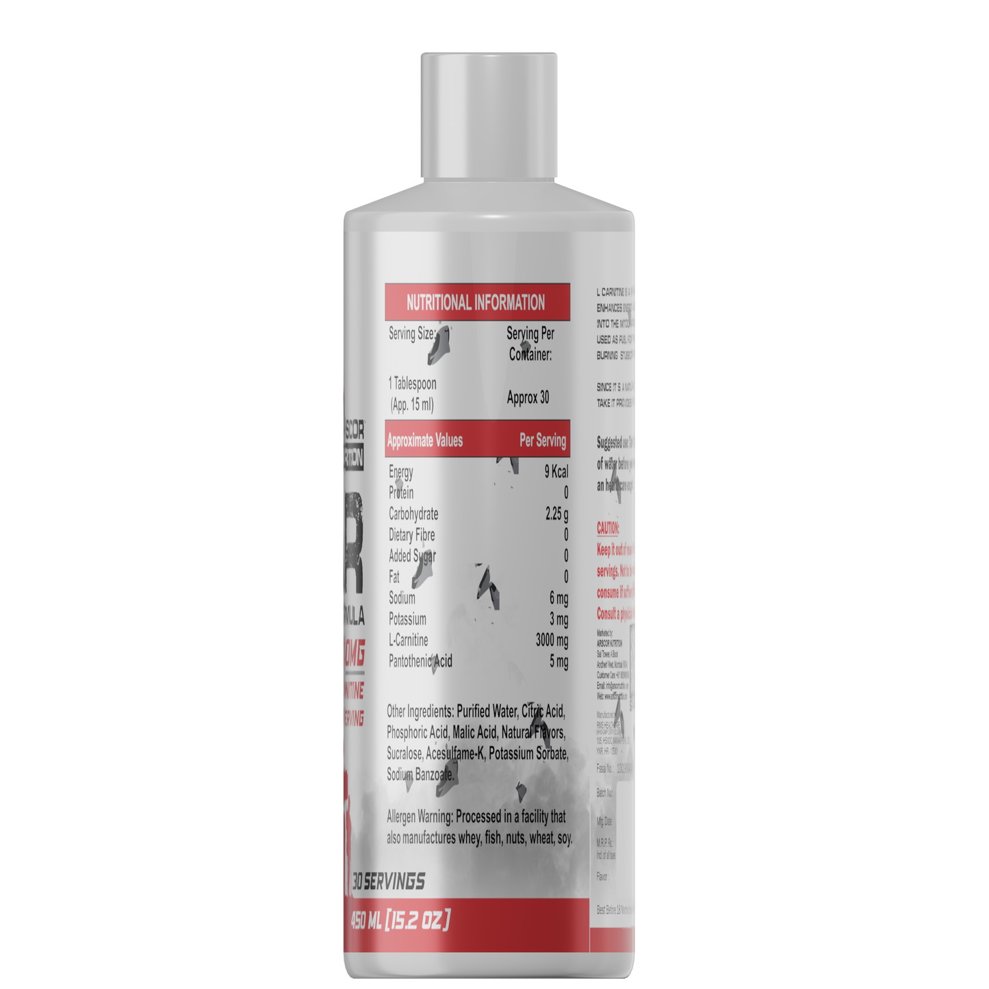 Arscor Nutrition WAR Liquid L-Carnitine 3000 mg | Fat Metabolizer for Energy, Endurance & Performance | Zero Sugar, Stimulant-Free Fat Burner for Athletes & Gym-Goers