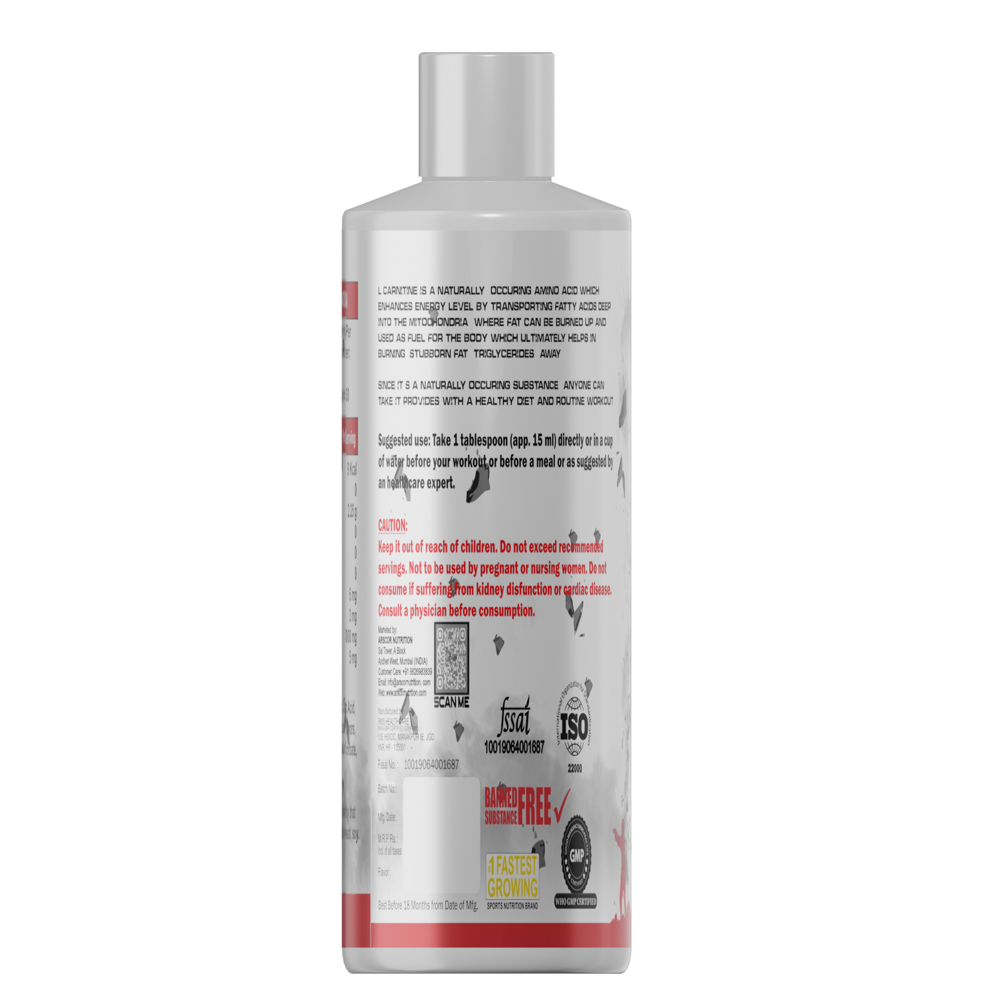 Arscor WAR Liquid L-Carnitine 3000 mg for Fat Loss & Energy Arscor Nutrition Arscor WAR Liquid L-Carnitine 3000 mg for Fat Loss & Energy Arscor Nutrition