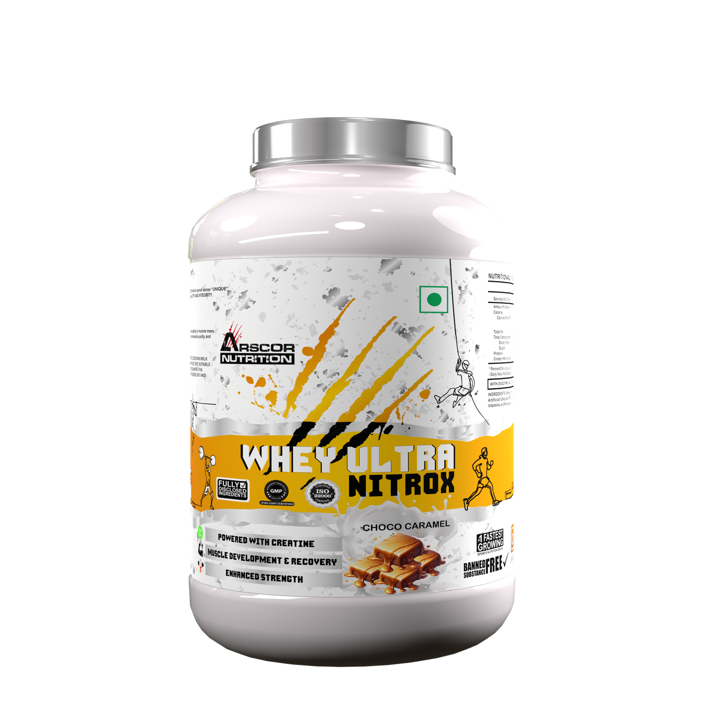 Whey Ultra Nitrox by Arscor Nutrition | 24g Whey Protein + 2g Creatine Monohydrate | Lean Muscle, Strength & Recovery