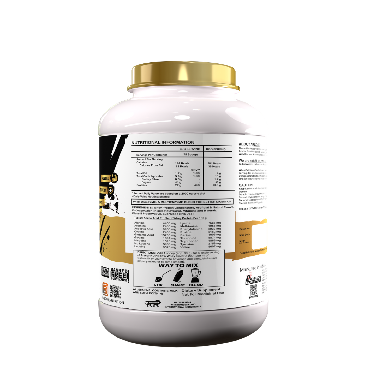 Whey Gold Protein Powder | 22g Whey Protein with EAAs, BCAAs