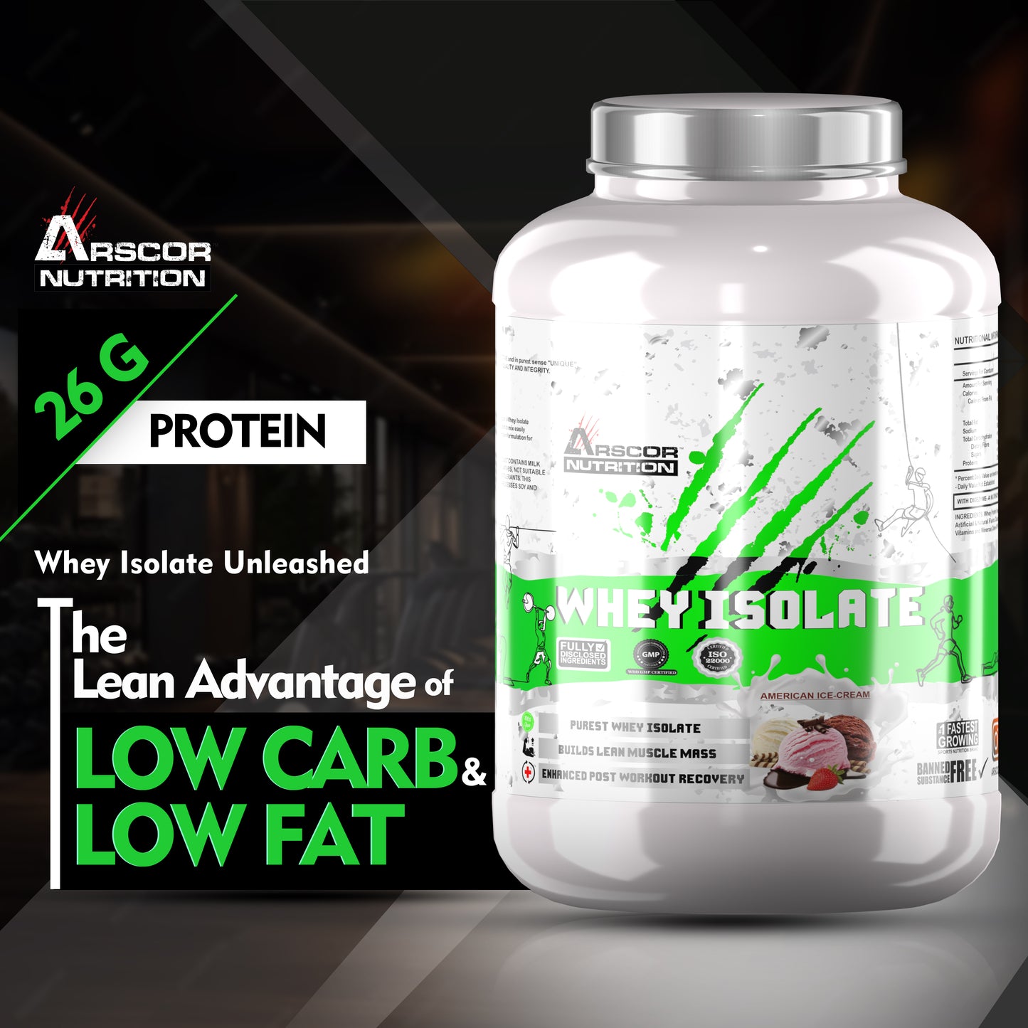 Whey Isolate Protein Powder | 26g Protein | Ultra-Pure, Fast-Absorbing Whey Protein Isolate | Ideal for Muscle Growth & Recovery